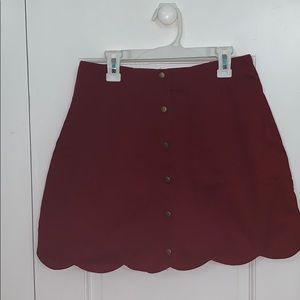 red jean skirt from Dry Goods